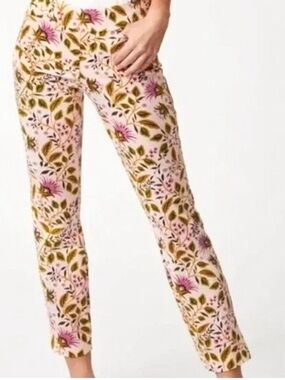 Spartina 449 Miranda Floral Print Pants Sz L w MEASUREMENTS Pink Pull-On Logo